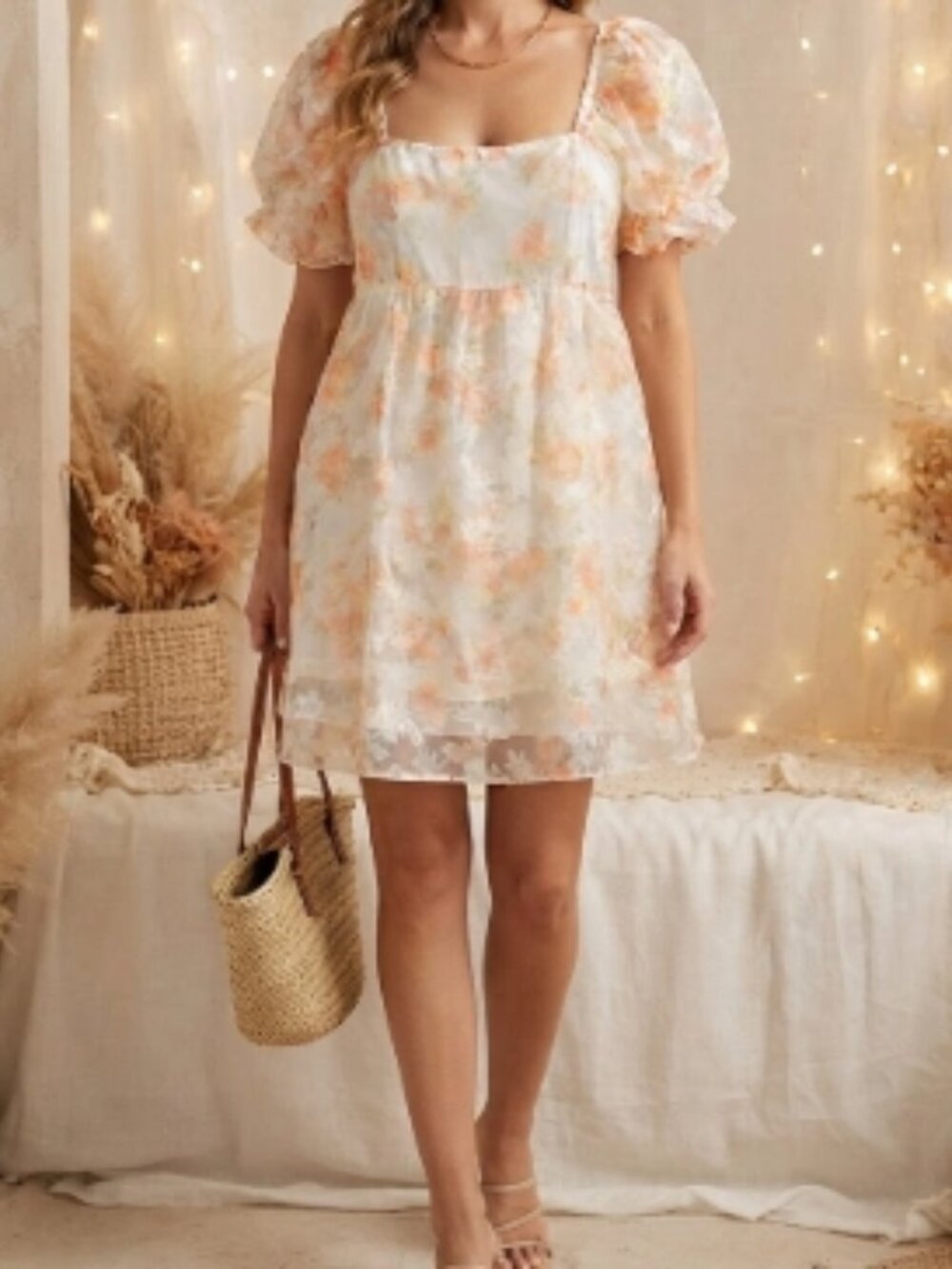 N Spired Hearts Floral Lined Tunic Dress XL Romantic Boho Cottagecore Peasant